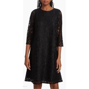 Caroline Rose Black Round Neck 3/4 Sleeve Lace Shift Dress Size 3X NWT